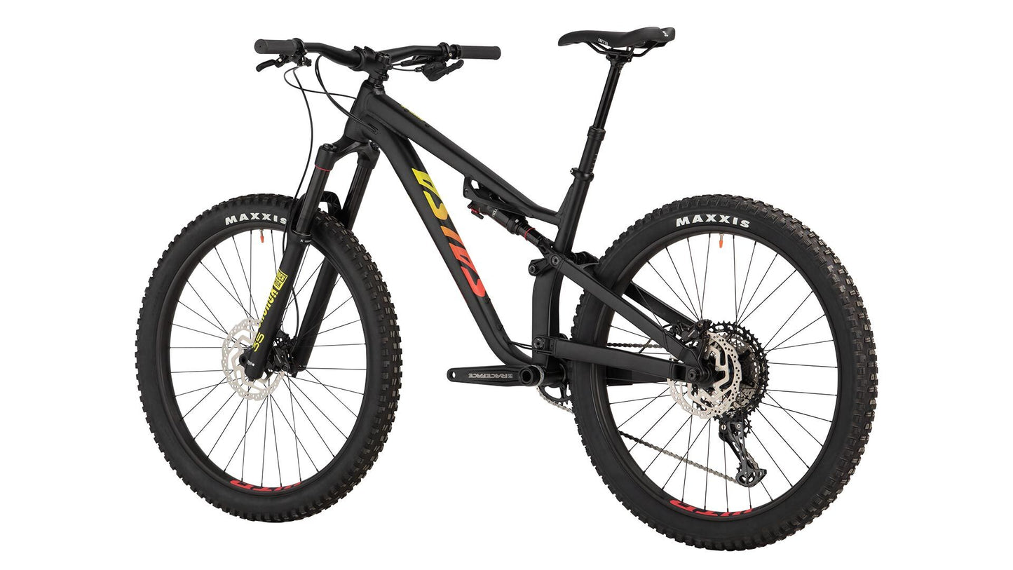 Salsa Rustler SLX bike black color rear three-quarter view