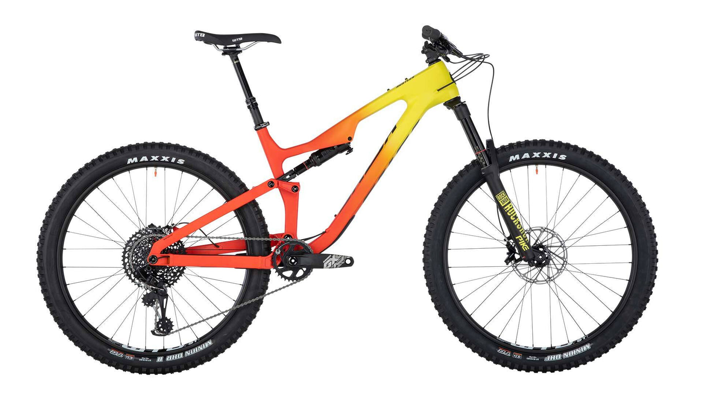 Salsa Rustler Carbon GX Eagle bike yellow to orange fade color side view