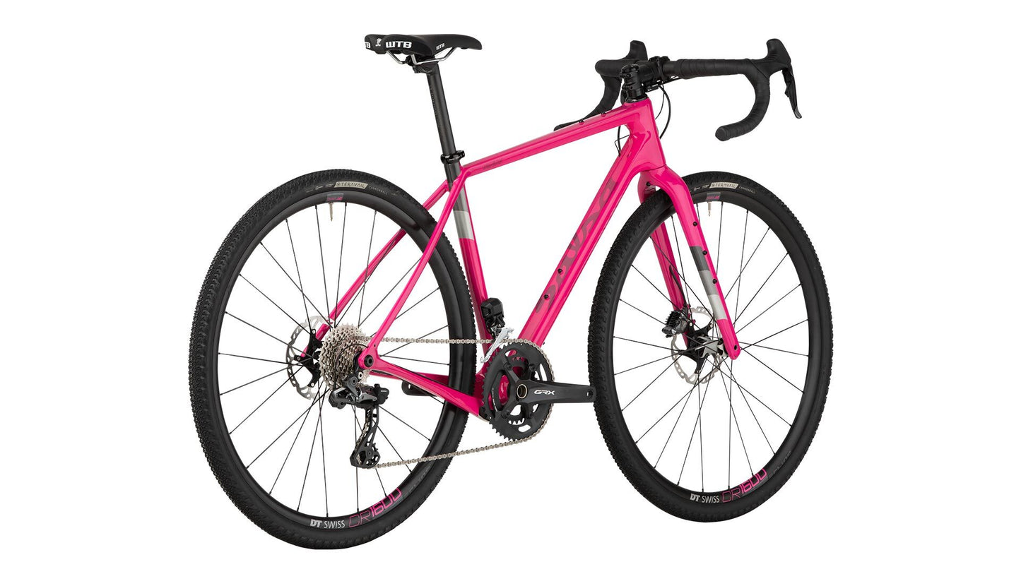 Salsa Warbird Carbon GRX 810 Di2 bike pink color rear three-quarter view