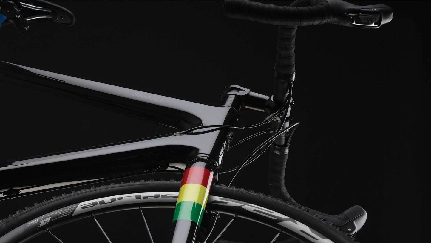 Close-up of a bicycle with a black background