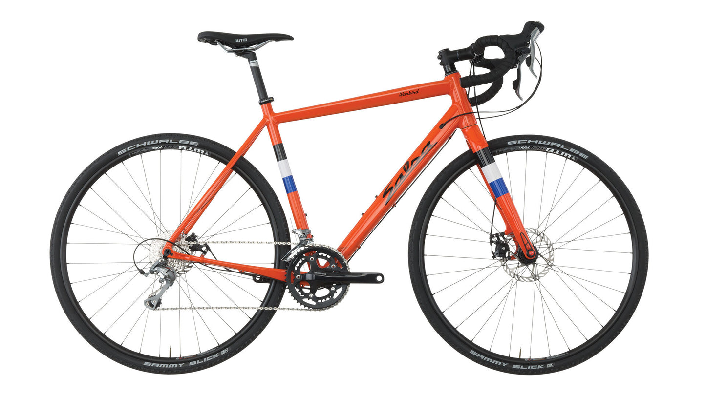 Salsa Warbird Tiagra bike orange color side view