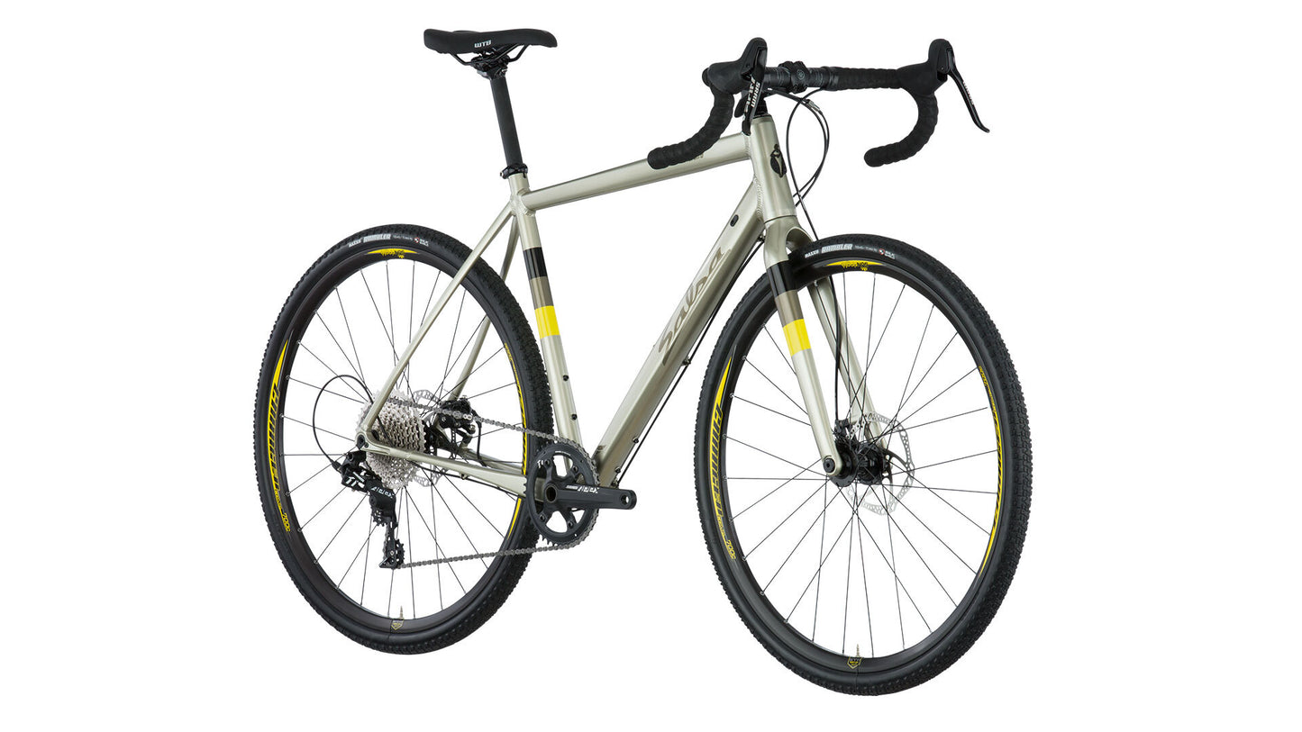 Salsa Warbird Apex 1 bike gray color front three-quarter view