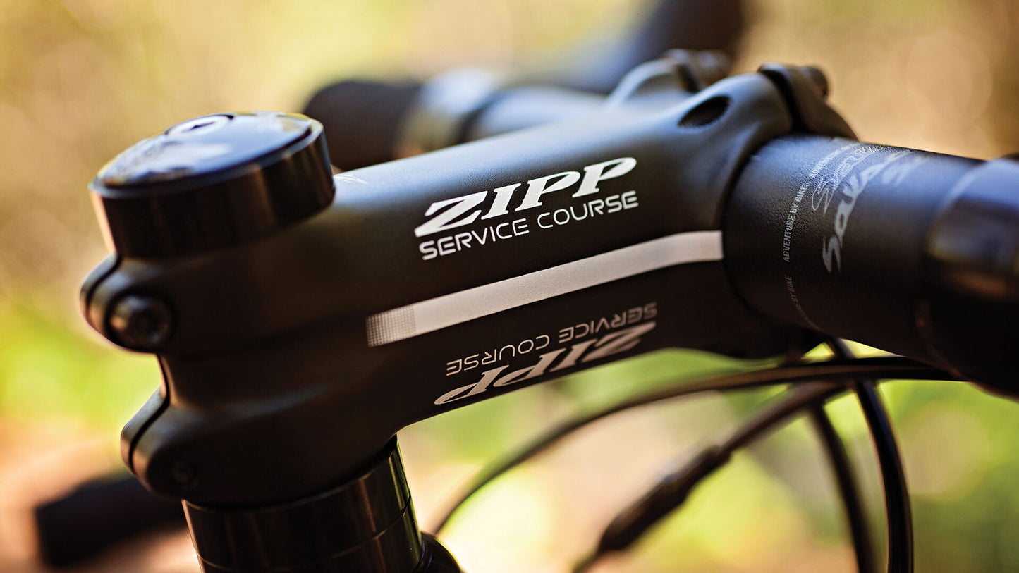 Close-up of Zipp bike handlebar with blurred background