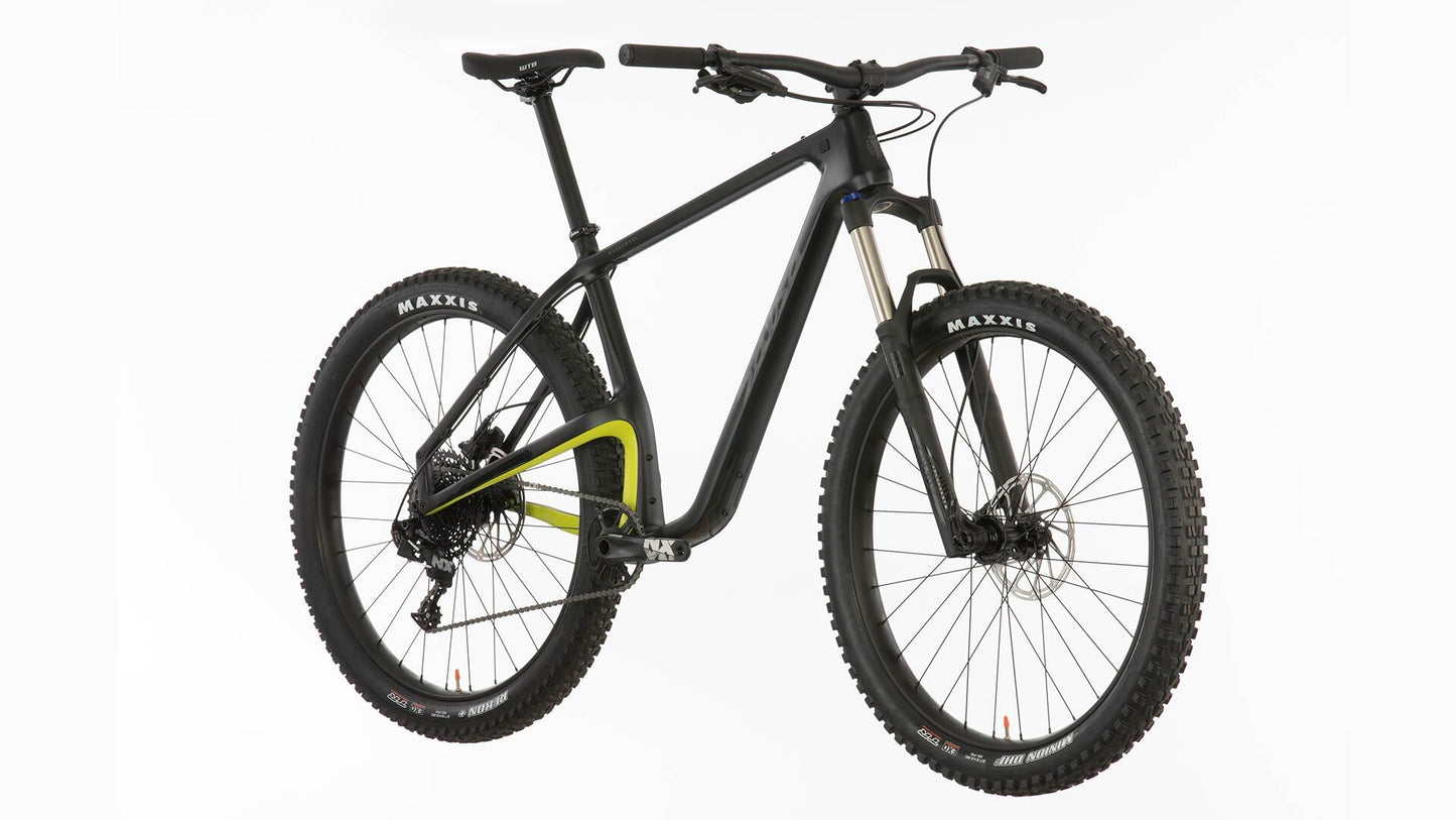 Salsa Woodsmoke NX1 27.5 bike carbon color front three-quarter view