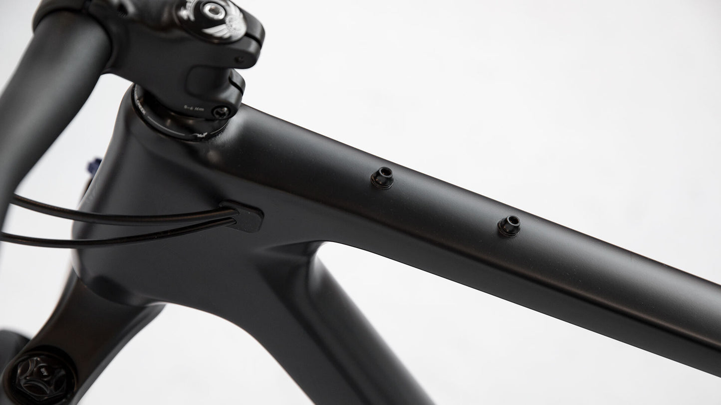 Salsa Woodsmoke NX1 27.5 bike carbon color top tube detail focus