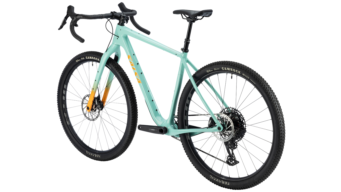 Salsa Cutthroat Apex S1000 Gravel Bike - Seafoam Green - Rear three quarter view
