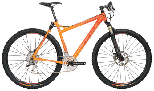 Salsa Dos Niner bike orange color side view