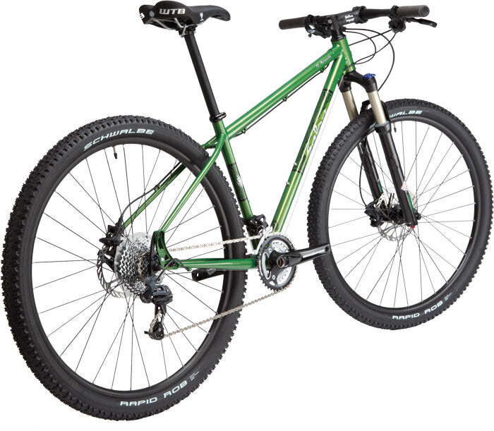 Salsa El Mariachi bike green color rear three-quarter view
