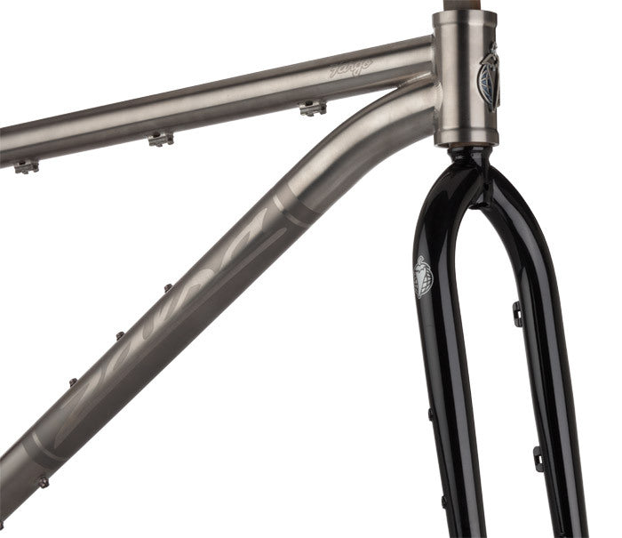 Salsa Fargo Ti frameset headtube area focus