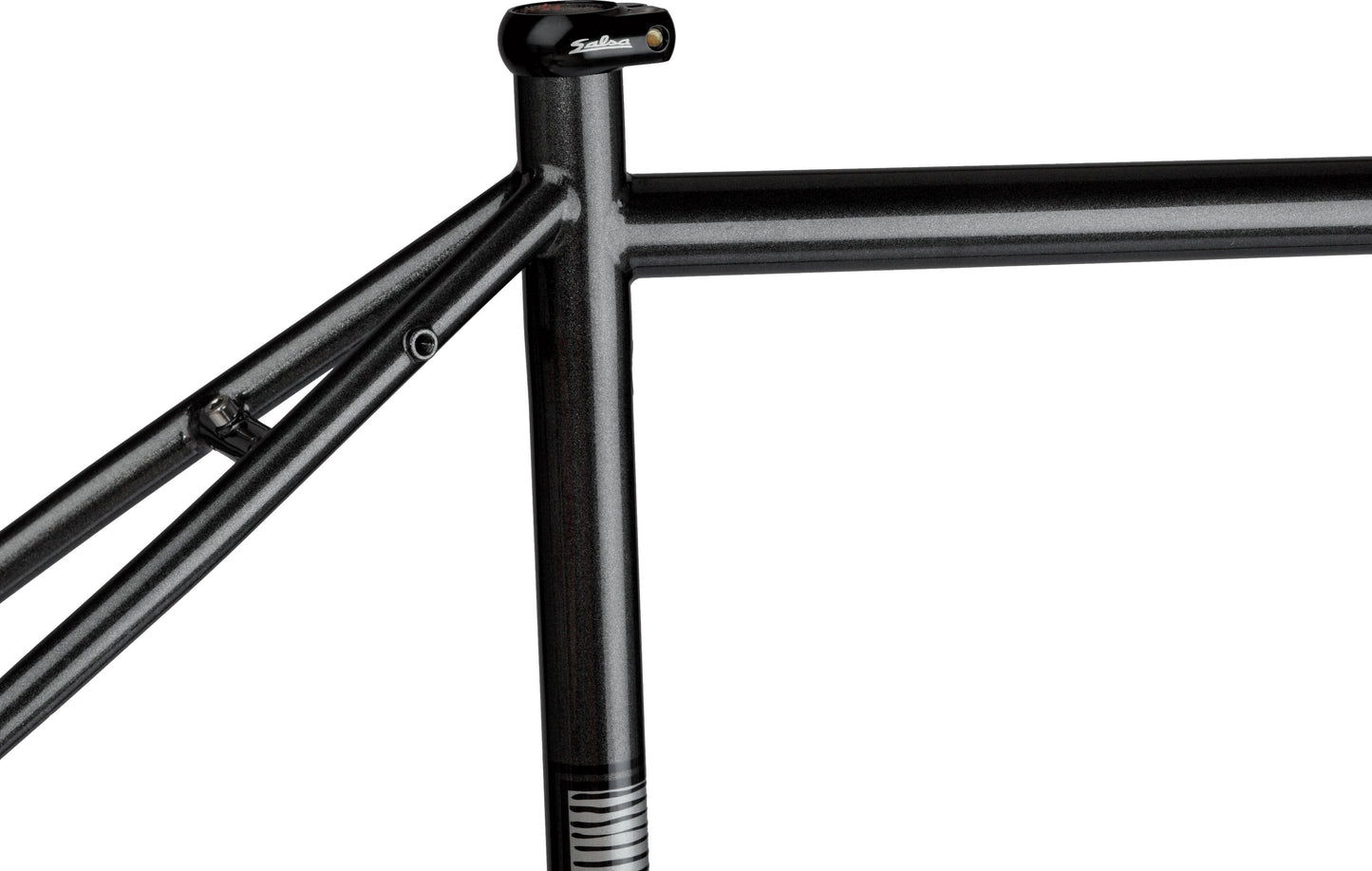 Salsa Vaya 3 frameset charcoal color top tube and seat tube area focus