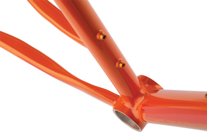 Salsa Warbird frameset orange color bottom bracket area view