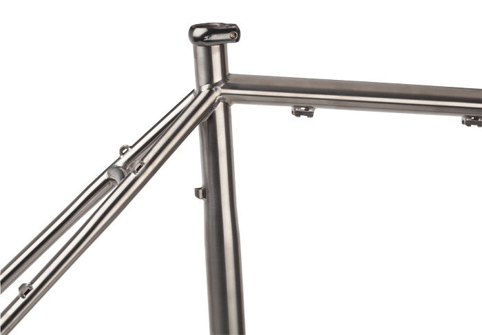 Salsa Warbird Ti frameset top tube and seat tube area focus