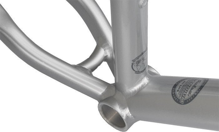 Salsa Dos Niner frame silver color bottom bracket area focus