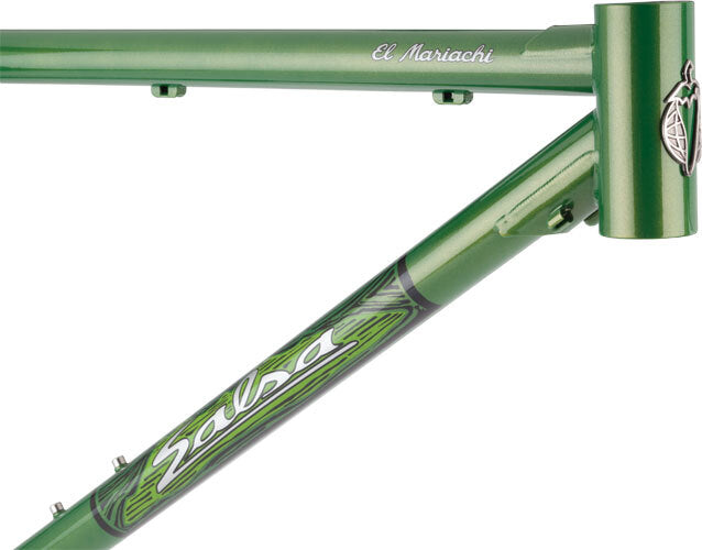 Salsa El Mariachi Frame green color head tube area focus