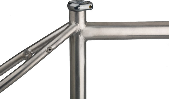Salsa Fargo Ti frameset top tube and seat tube area focus