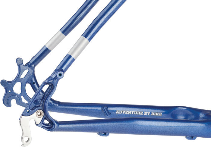 Salsa Mukluk 3 frameset blue color rear dropout area focus