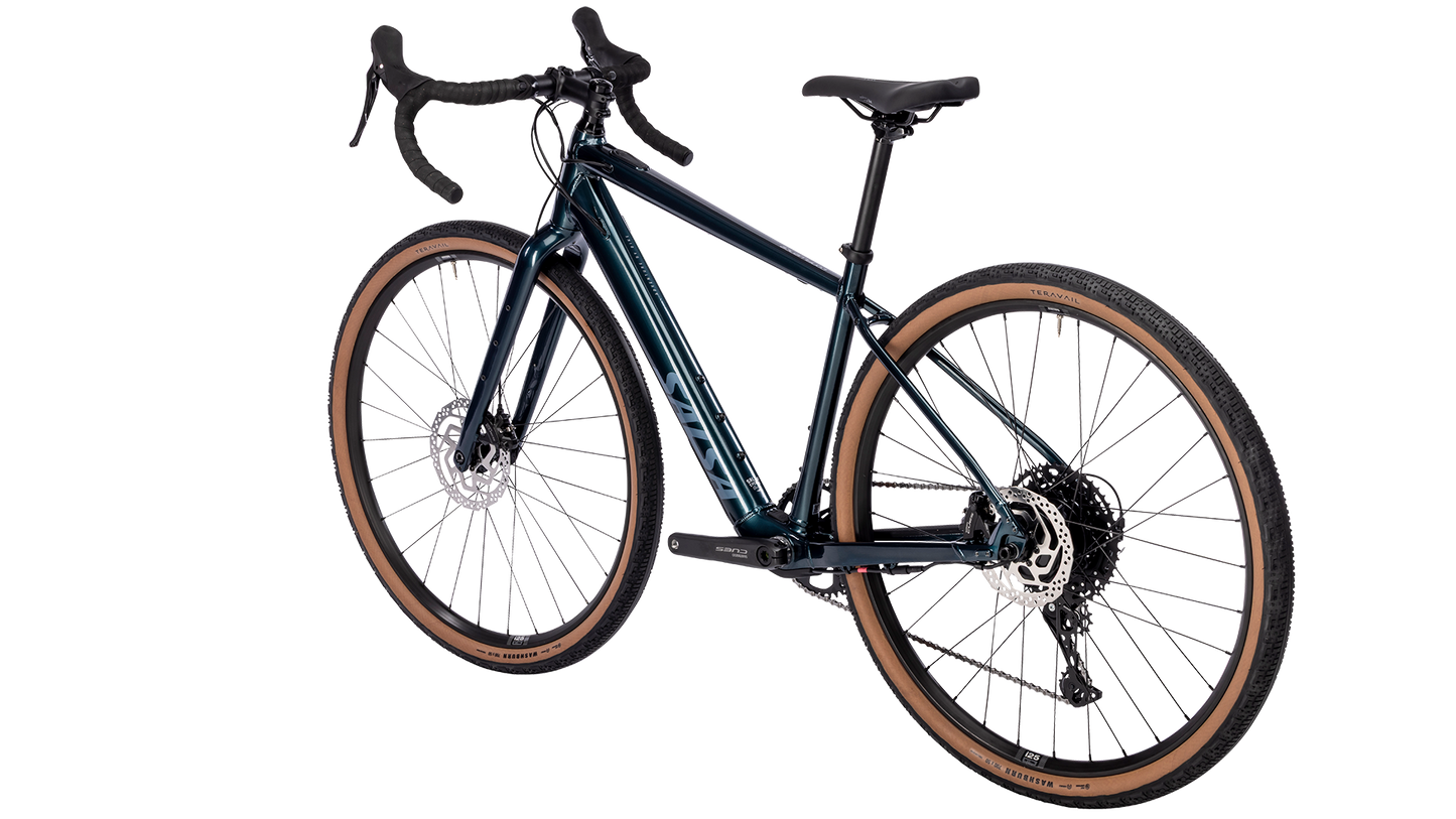 Salsa Confluence Cues 10 Dropbar Ebike - Midnight Blue - Rear three quarter view, non drive side