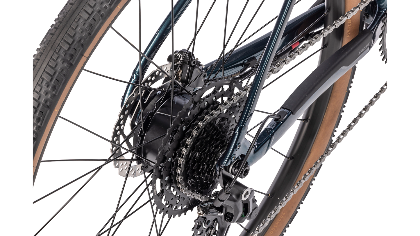 Salsa Confluence Cues 10 Dropbar Ebike - Midnight Blue - Hub detail view