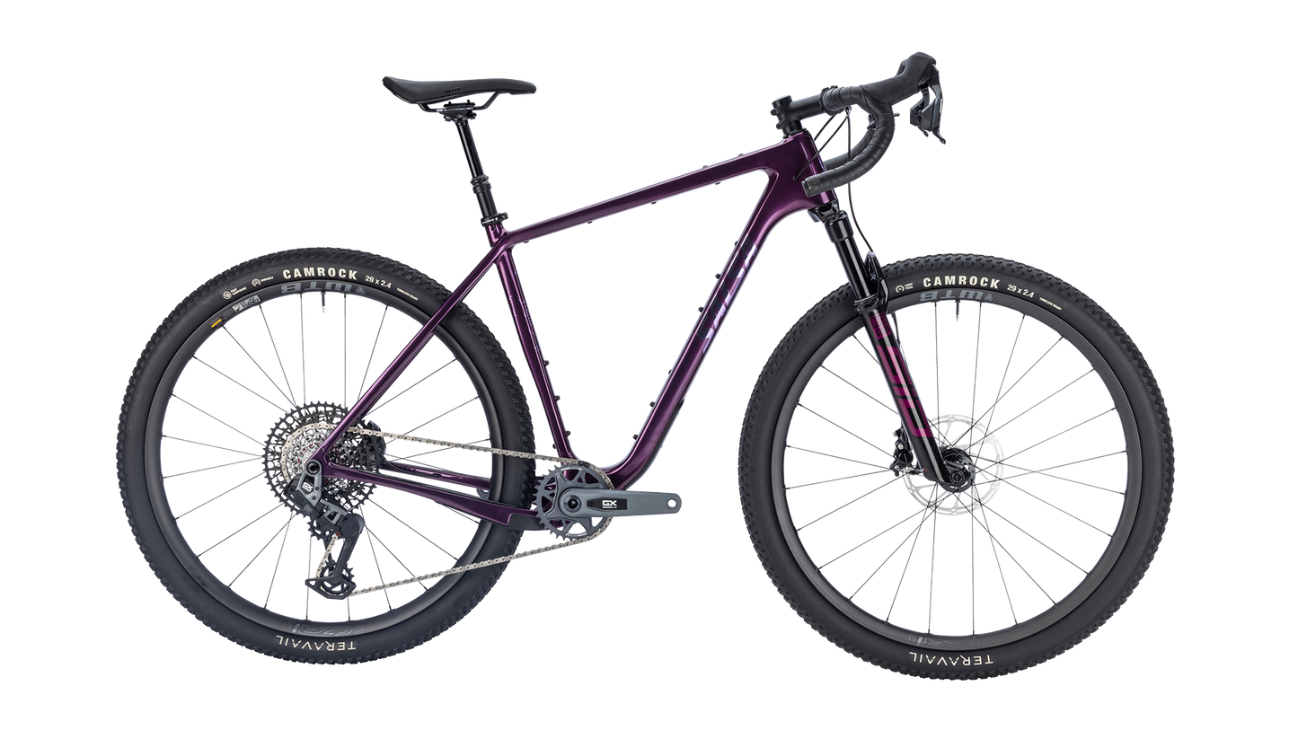 Salsa Cutthroat Rival GX AXS Suspension Gravel Bike - Deep Orchid - Side Profile View