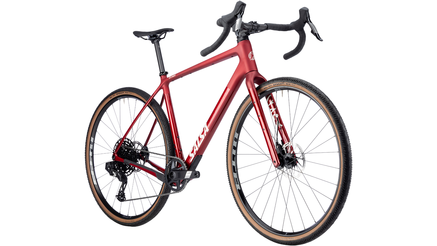 Salsa Flyway Apex Eagle AXS gravel bike - Canyon Red - front three quarter view