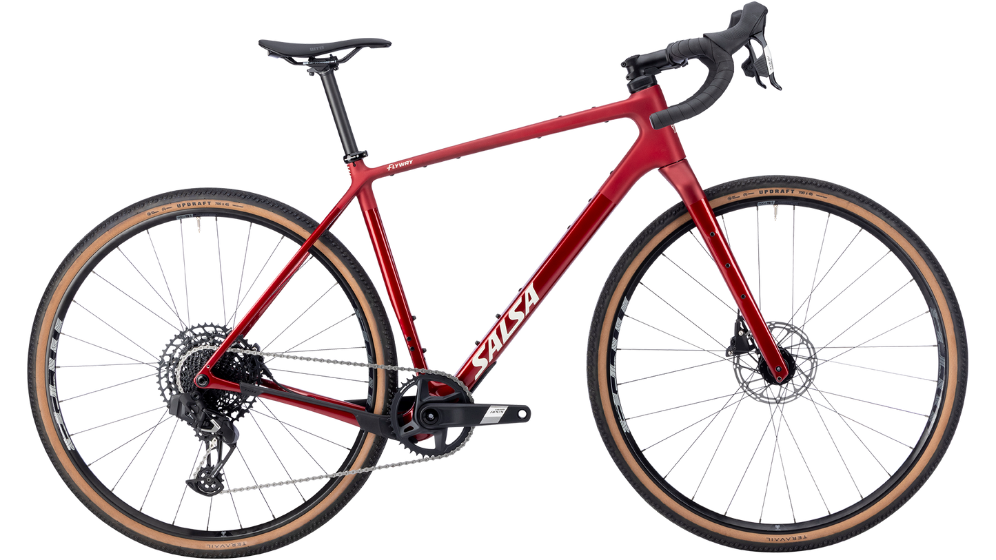 Salsa Flyway Apex Eagle AXS gravel bike - Canyon Red - side profile view