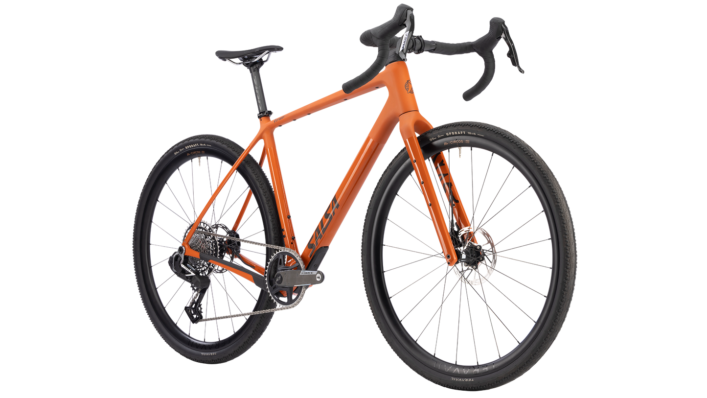 Salsa Flyway Force XPLR AXS gravel bike - Amber - front three quarter view