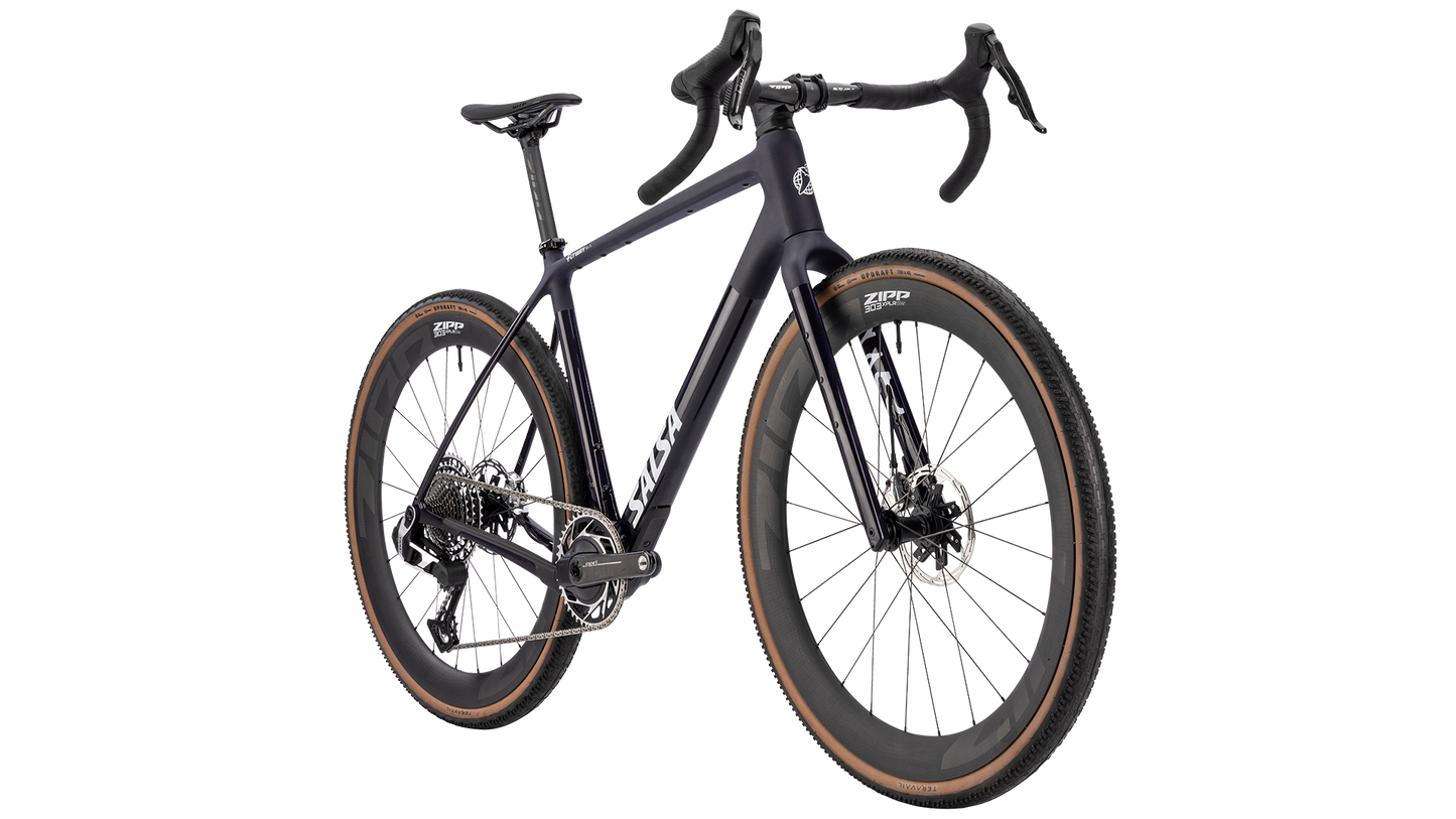 Salsa Flyway RED XPLR AXS gravel bike - Midnight - Front three quarter view