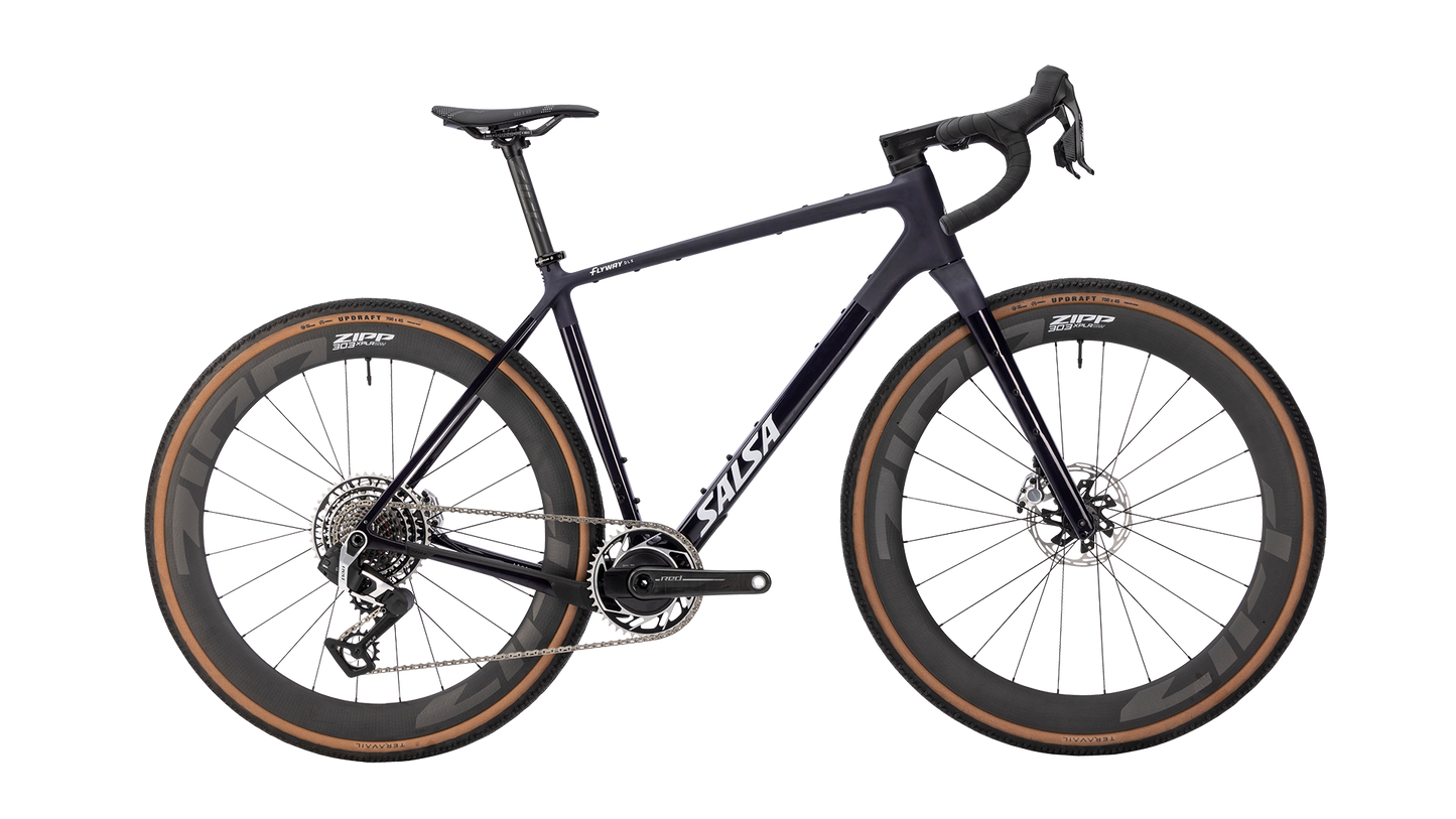 Salsa Flyway RED XPLR AXS gravel bike - Midnight - Side profile view