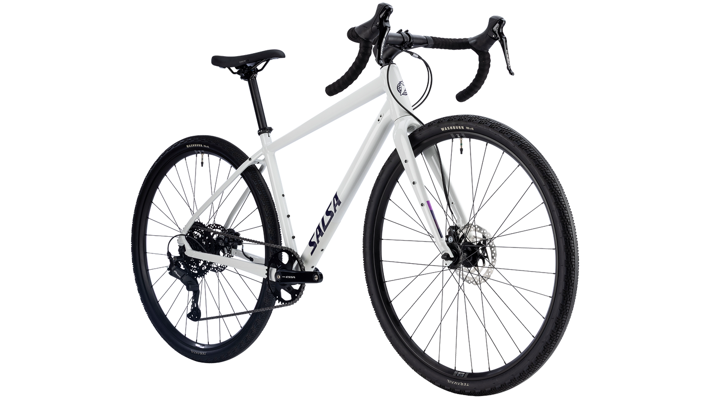 Salsa Journeyer ESSA 8 Gravel Bike - Vapor Gray - Front three quarter view