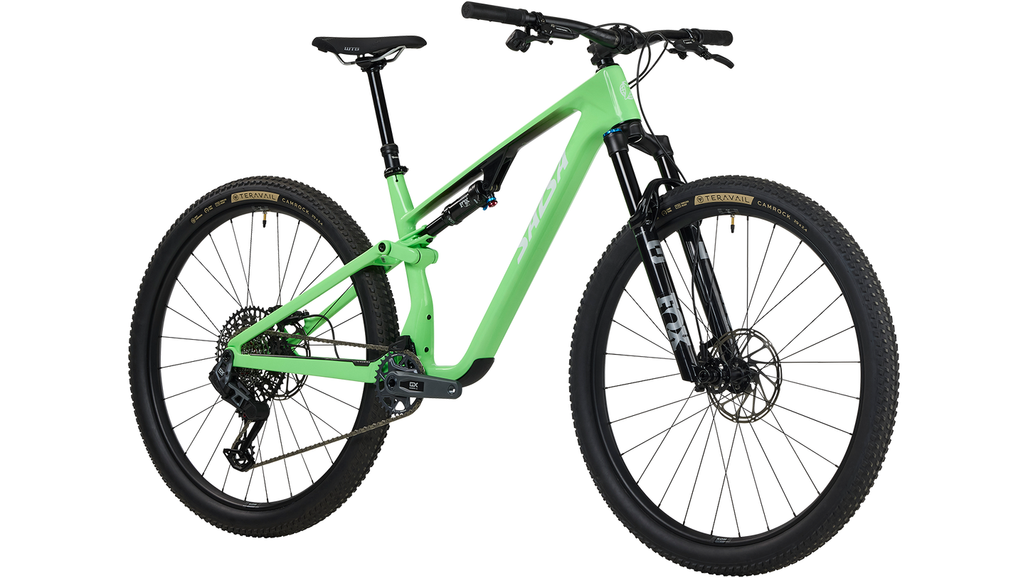 Salsa Spearfish Carbon Deluxe GX AXS Transmission - Citrus Green, Front three quarter view