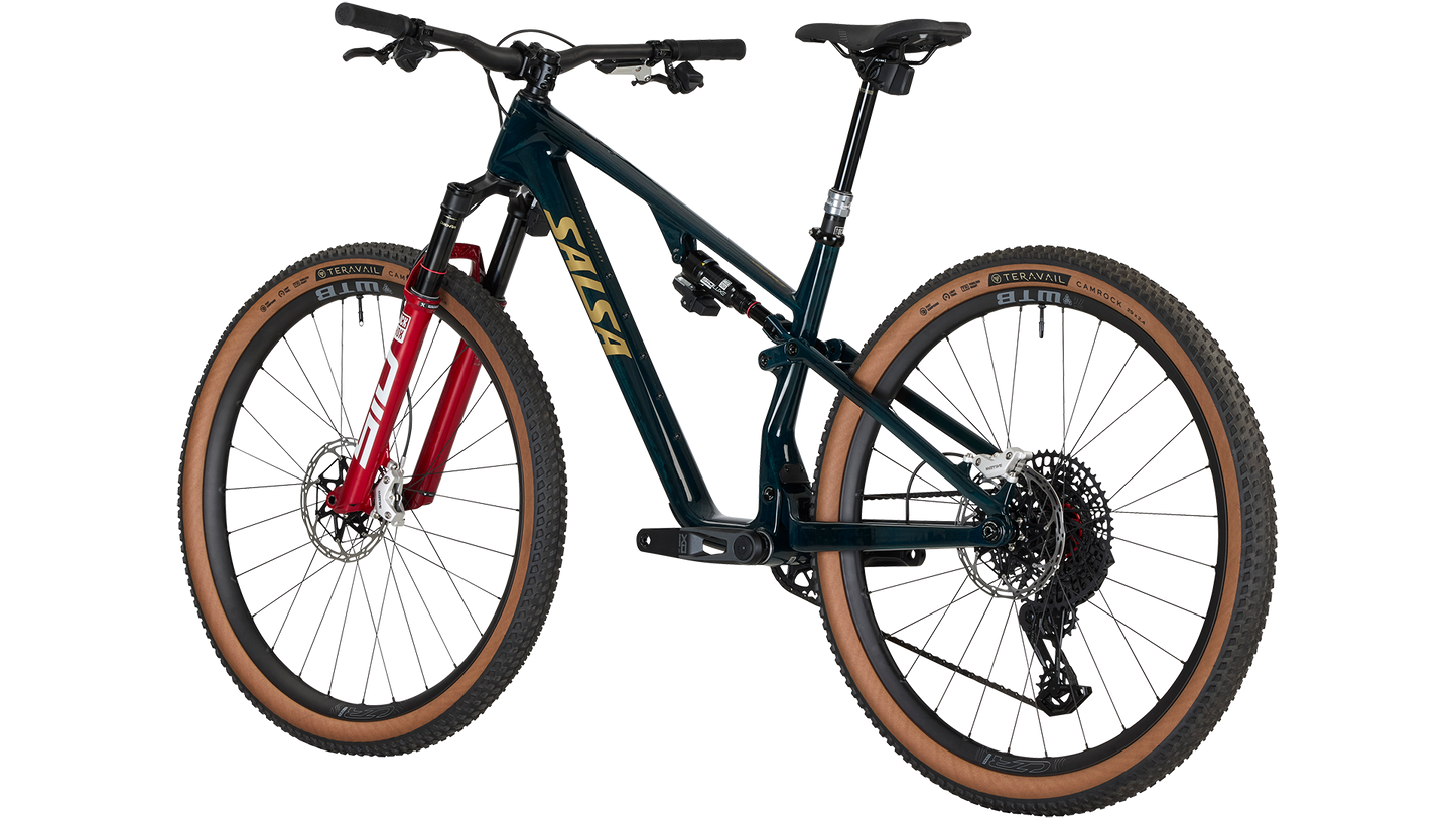 Salsa Spearfish Carbon Deluxe with X0 AXS Transmission - Gloss Carbon, Rear three quarter View