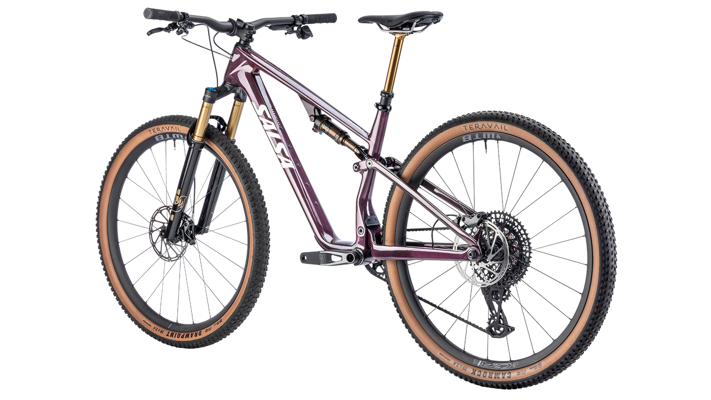 Salsa Spearfish DLX MTB - Deep Orchid - Rear three quarter view