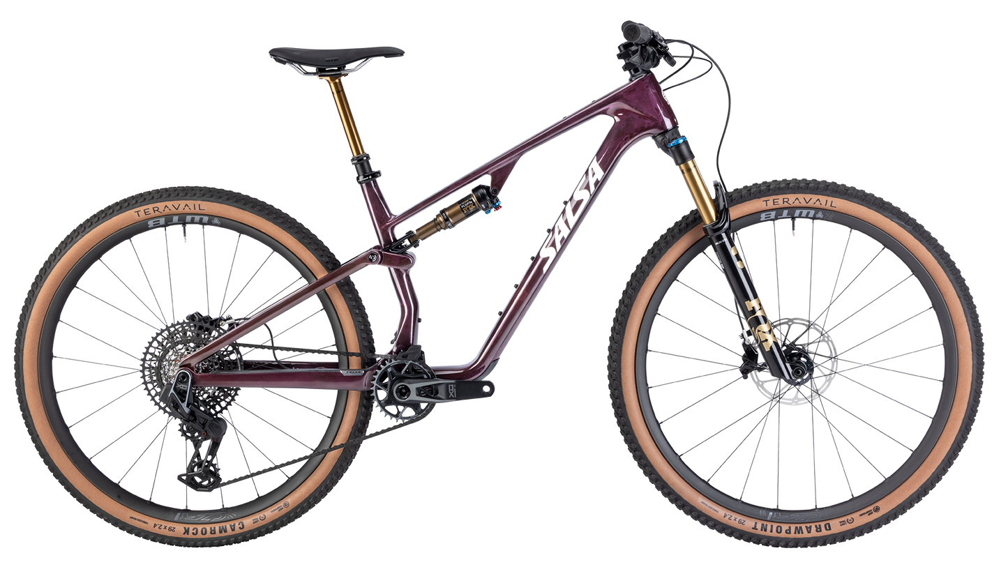 Salsa Spearfish DLX Full Sus MTB - Deep Orchid Carbon - Side Profile View