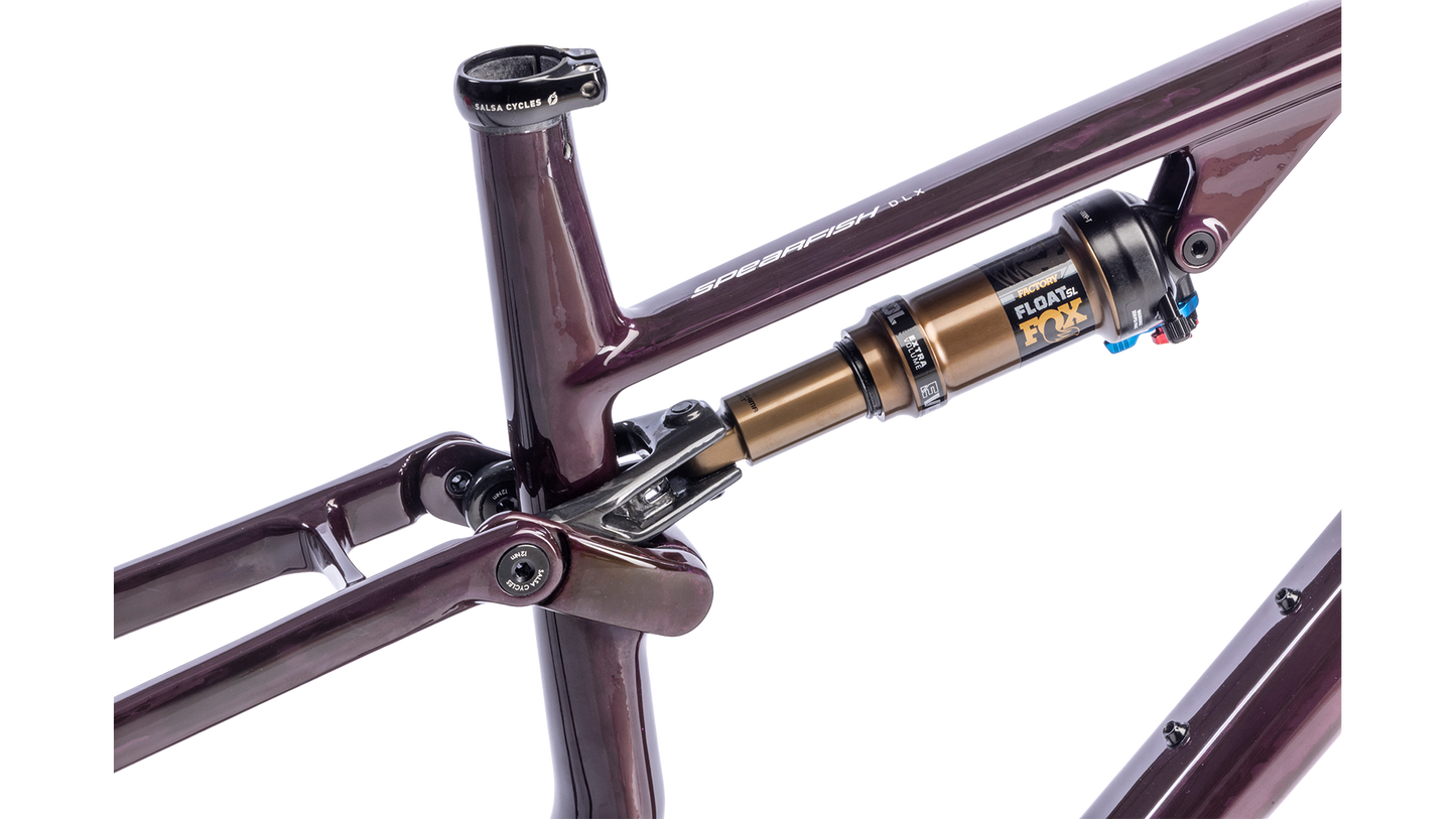 Salsa Spearfish DLX Sus MTB Frame - Deep Orchid Carbon - Rear shock view