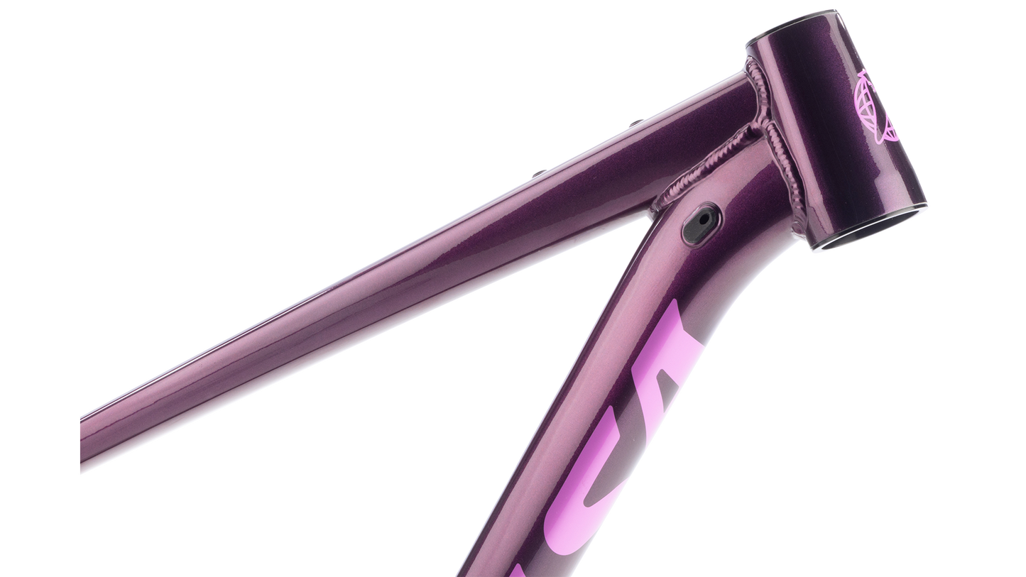 Salsa Timberjack Mountain Bike Frame - Deep Orchid - Close up of head tube