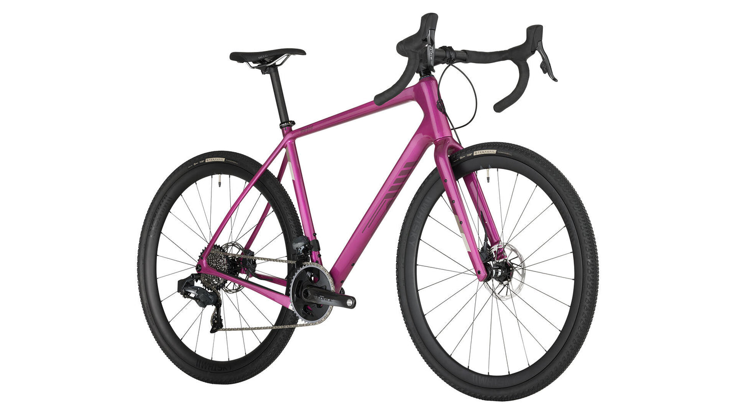 Salsa Warbird Carbon Force AXS Wide bike purple color front three-quarter view