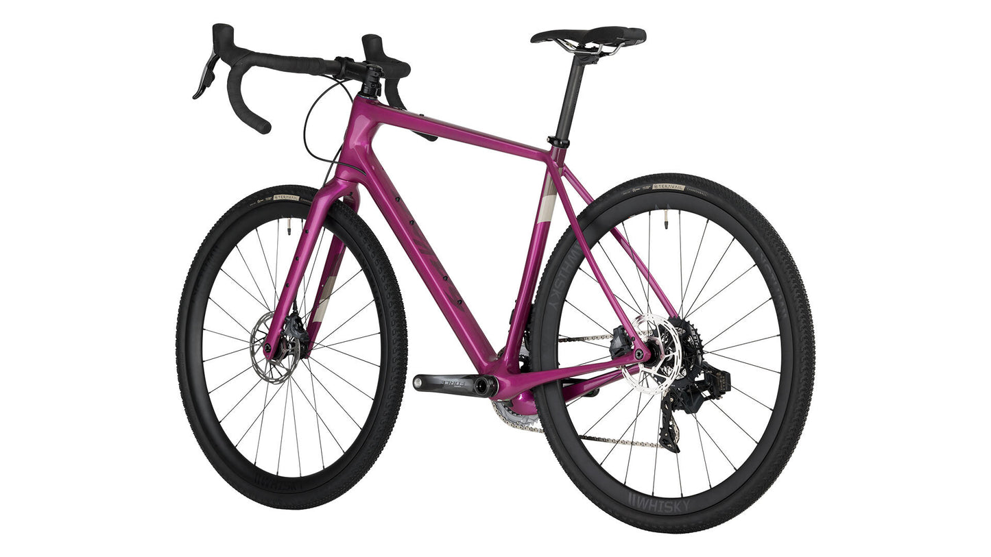 Salsa Warbird Carbon Force AXS Wide bike purple color rear three-quarter view