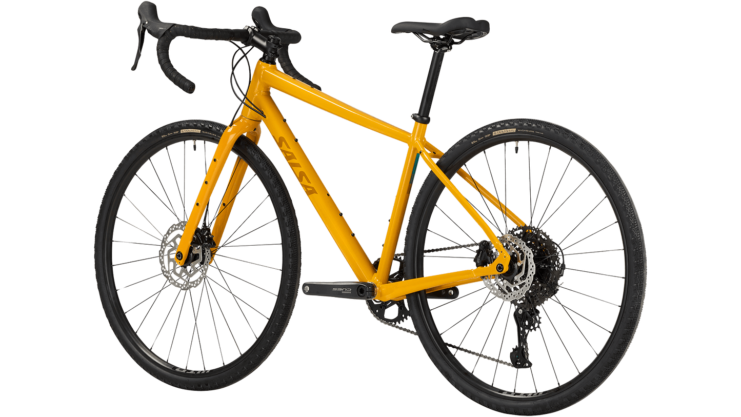 Salsa Journeyer Gravel Bike - Mustard - Rear three quarter view