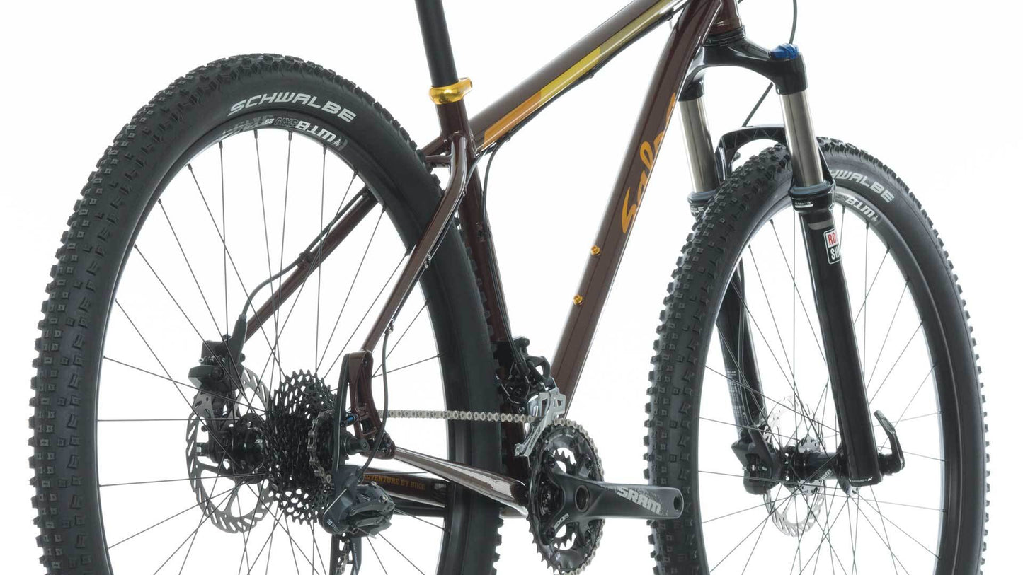 Salsa El Mariachi X7 bike brown color rear three-quarter view