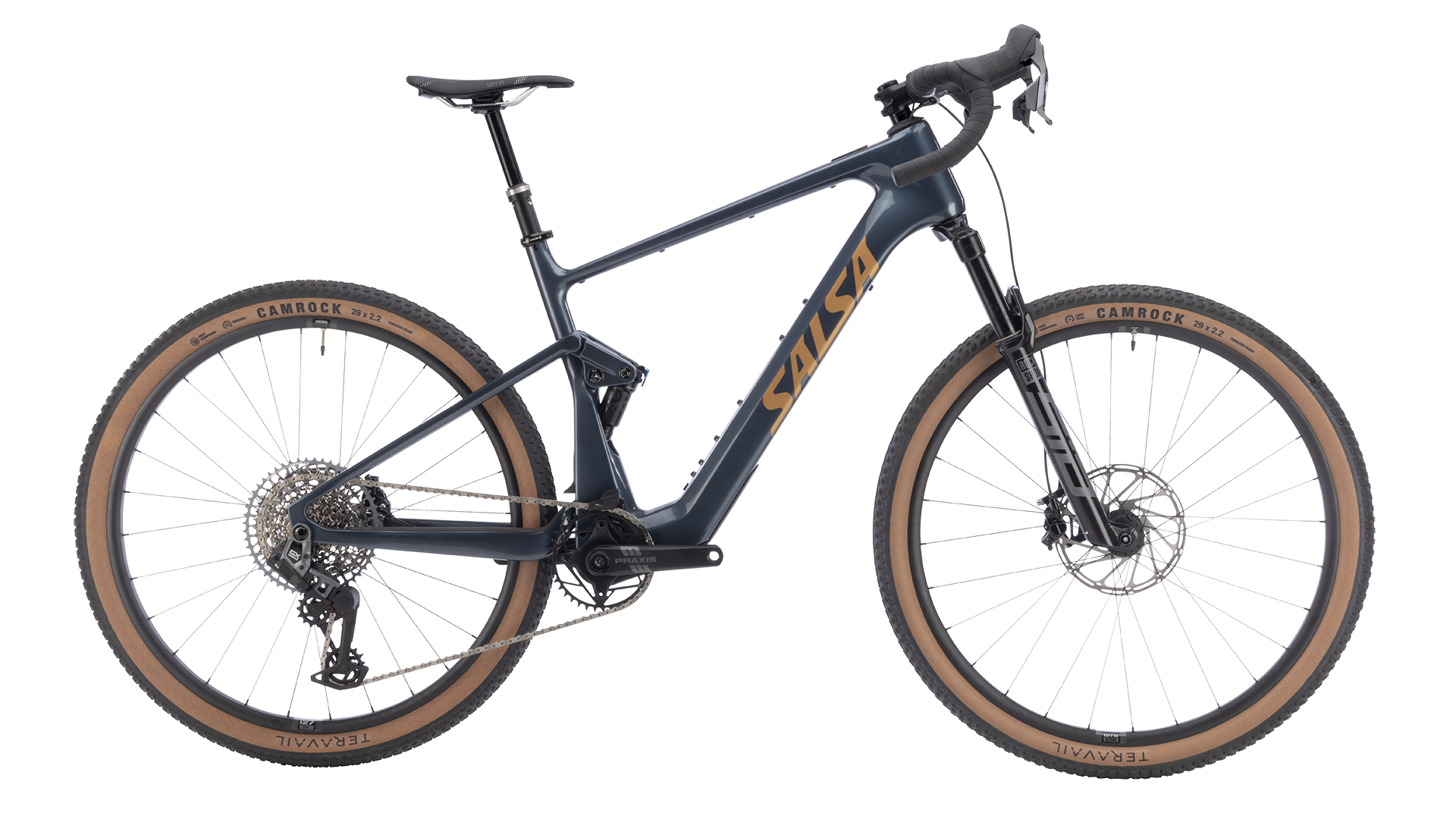 Salsa Wanderosa Rival GX AXS Full Suspension Ebike - Charcoal - Side view