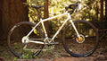 Salsa Vaya Claris bike cream color side view outside in forest