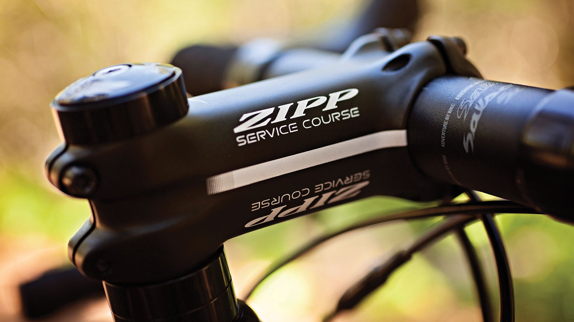 Close-up of Zipp bike handlebar with blurred background