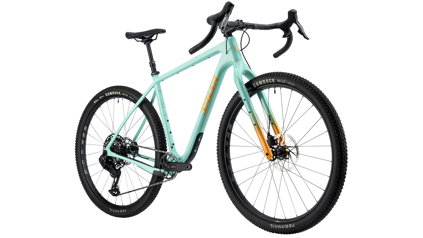 Salsa Cutthroat Apex S1000 Gravel Bike - Seafoam Green - Front three quarter view