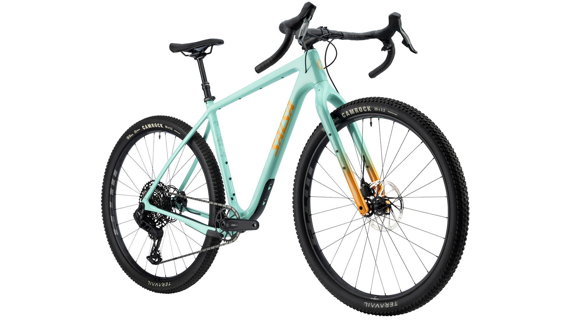 Salsa Cutthroat Apex S1000 Gravel Bike - Seafoam Green - Front three quarter view