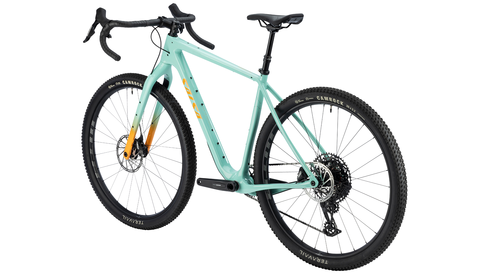 Salsa Cutthroat Apex S1000 Gravel Bike - Seafoam Green - Rear three quarter view