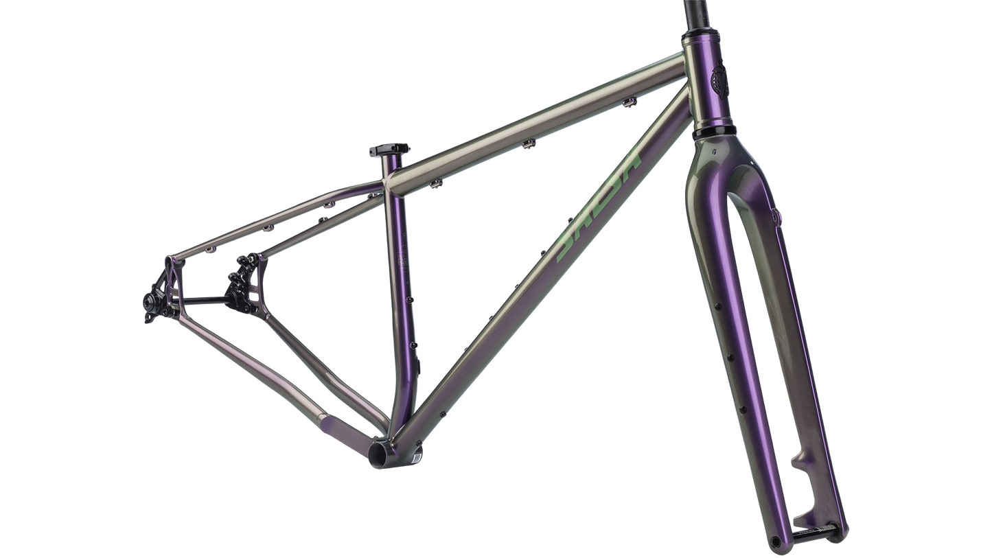 Salsa Fargo 32 Steel Framset - Pearl Orchid - Side profile view