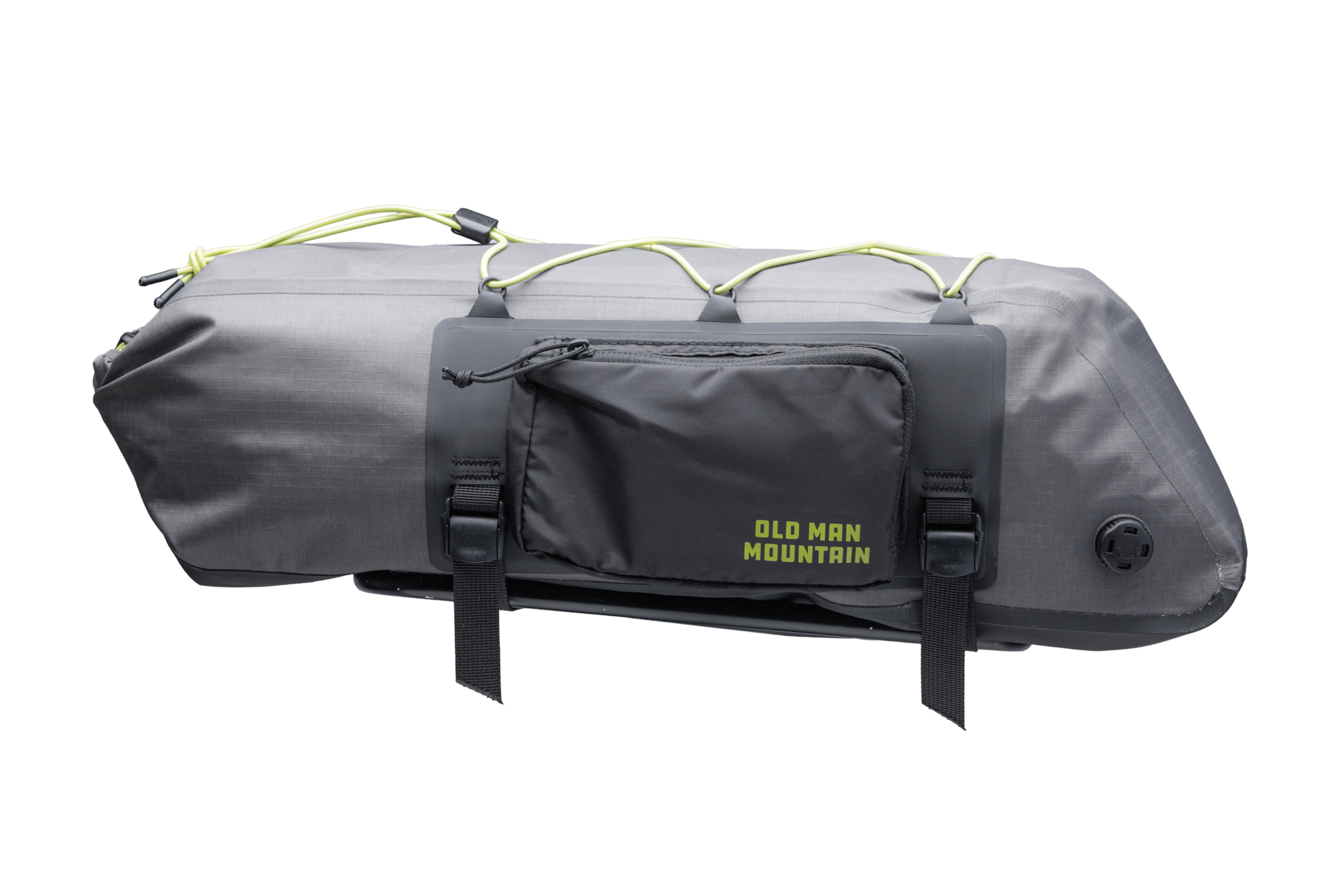 Gray Old Man Mountain Atlas Rack Pack with black straps and 'Old Man Mountain' branding