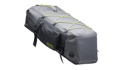 Gray Old Man Mountain Atlas Rack Pack with black straps and 'Old Man Mountain' branding - front three quarter view