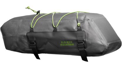 Old Man Mountain Atlas Rack Bag - Side provile view with "old man mountain" branding.