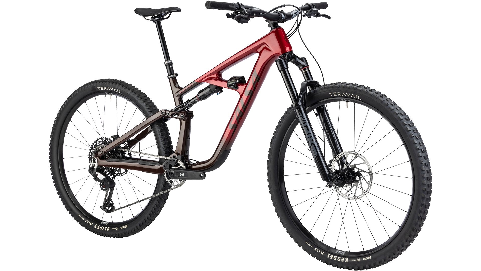 Salsa Blackthorn 125 C MTB - Dark Umber/Canyon Red - Front three quarter view